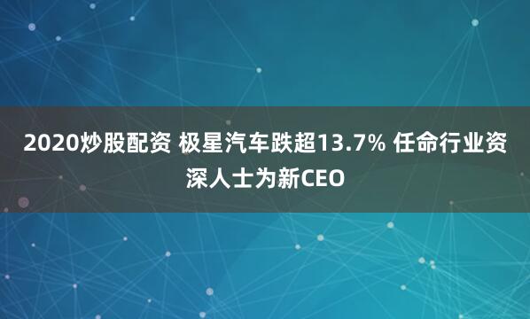 2020炒股配资 极星汽车跌超13.7% 任命行业资深人士为新CEO